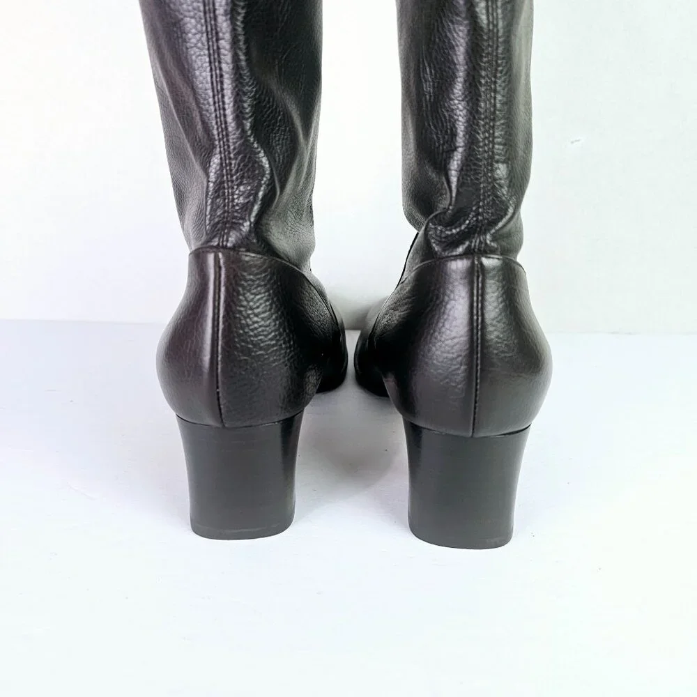 Prevata Tall Brown Nappa Leather Block Heel Pull-on Boot, Italy, $485 MSRP, Sz 9 - Picture 10 of 12